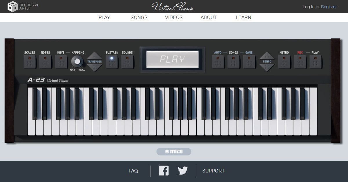 Recursive Arts Virtual Piano keyboard