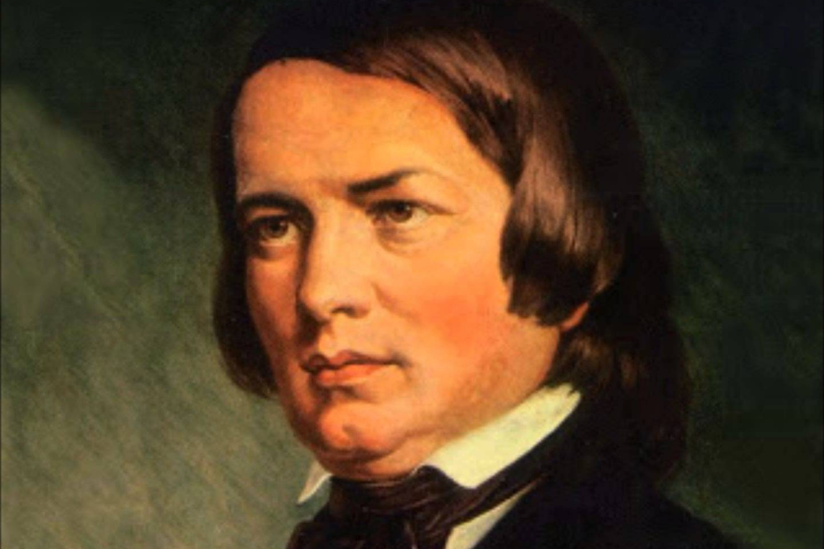 Classical portrait painting of man with dark shoulder-length hair