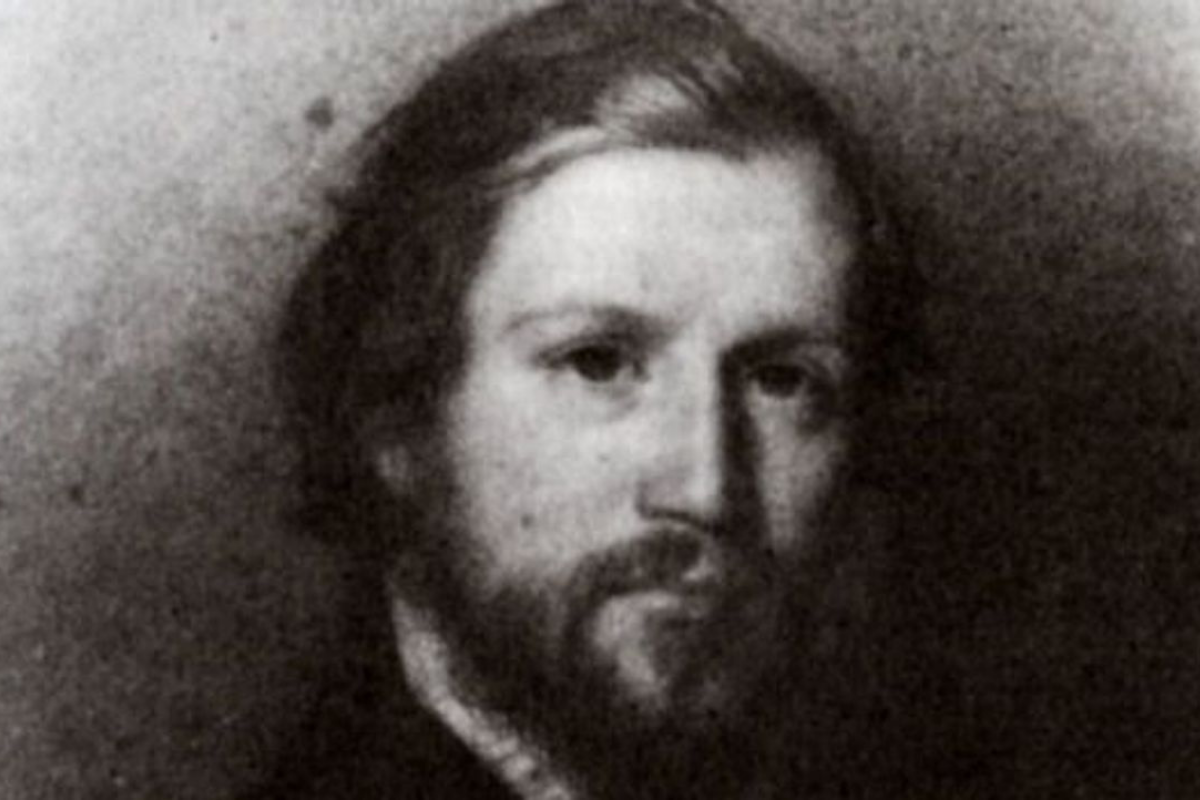 Bearded nineteenth-century man in grainy monochrome portrait