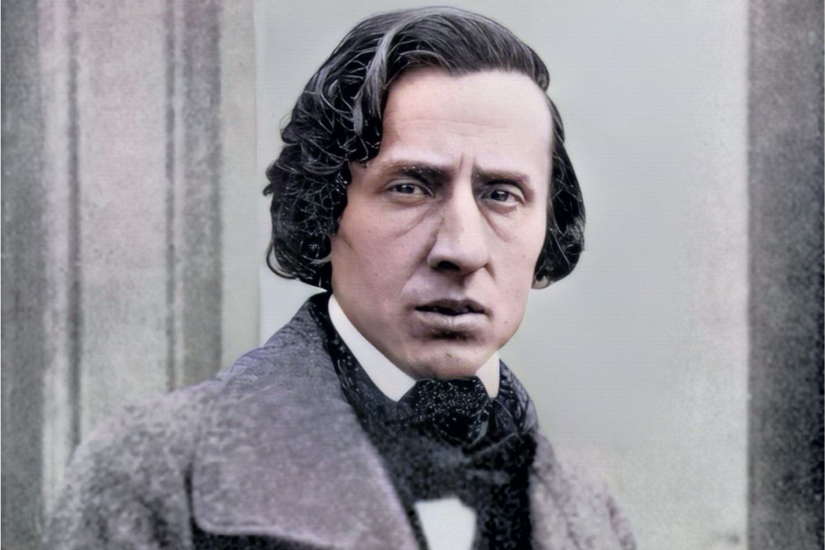 Colorized portrait of man with wavy dark hair